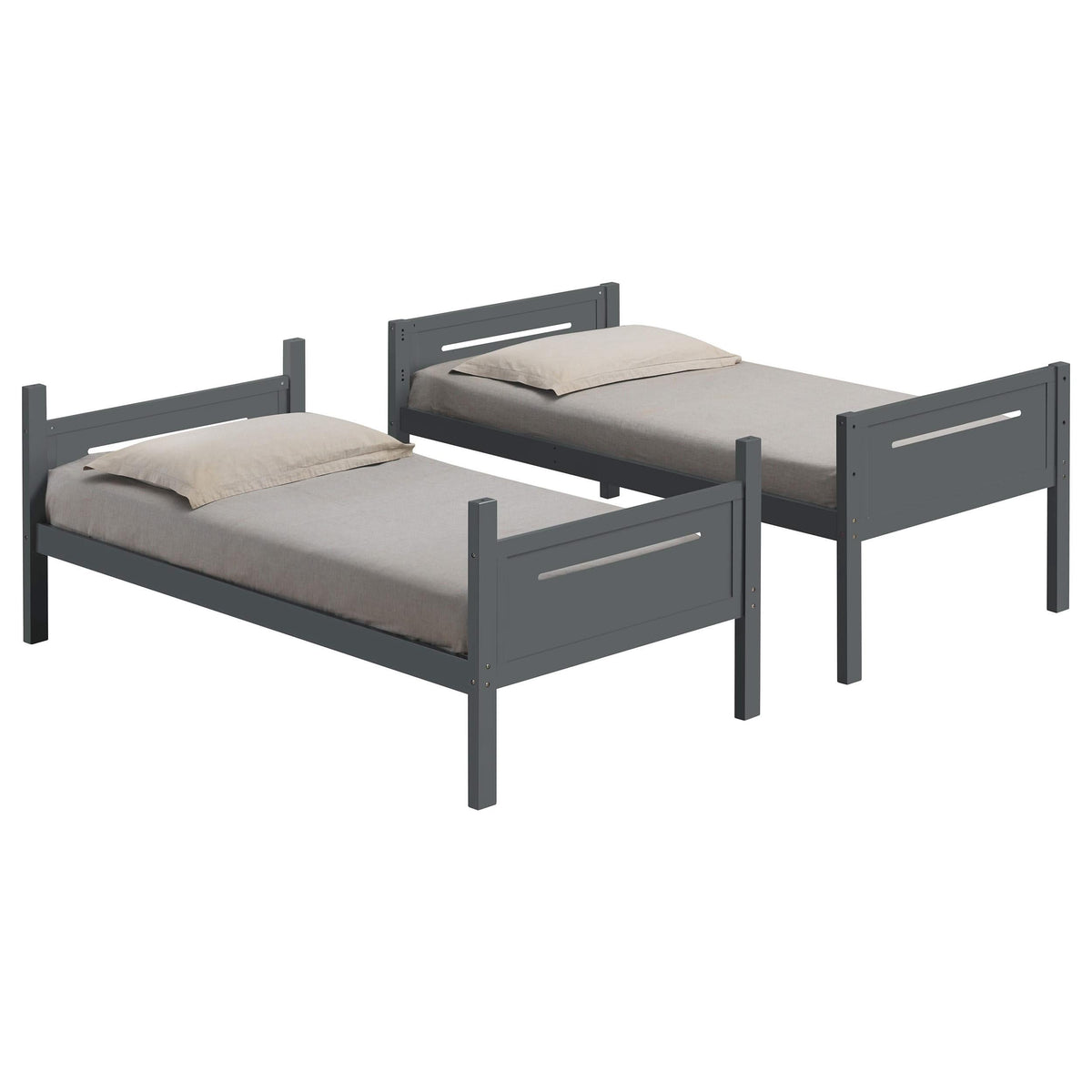 Litera Littleton Wood Twin sobre Twin Gris