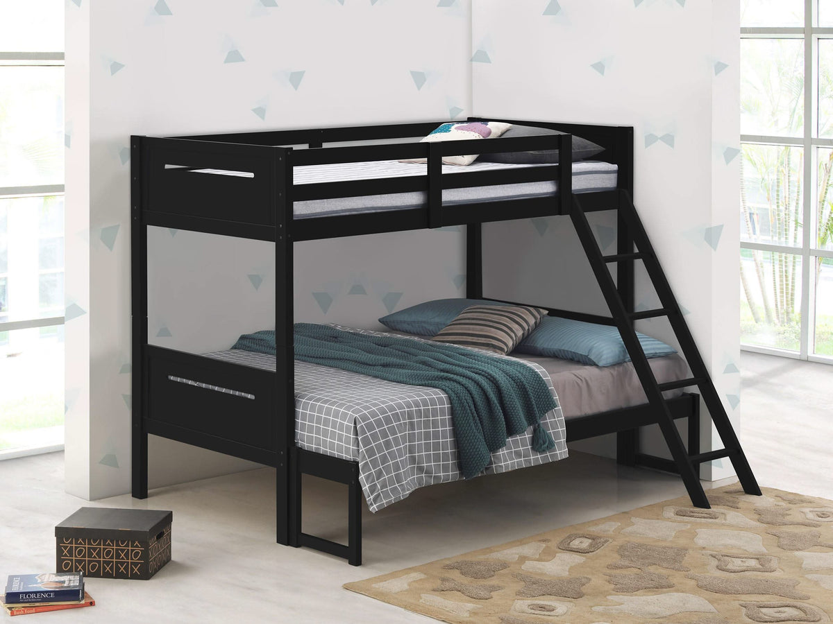 Litera Littleton Wood Twin sobre Full, color negro