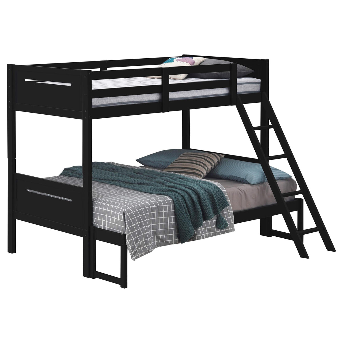 Litera Littleton Wood Twin sobre Full, color negro