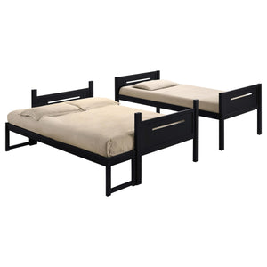 Litera Littleton Wood Twin sobre Full, color negro
