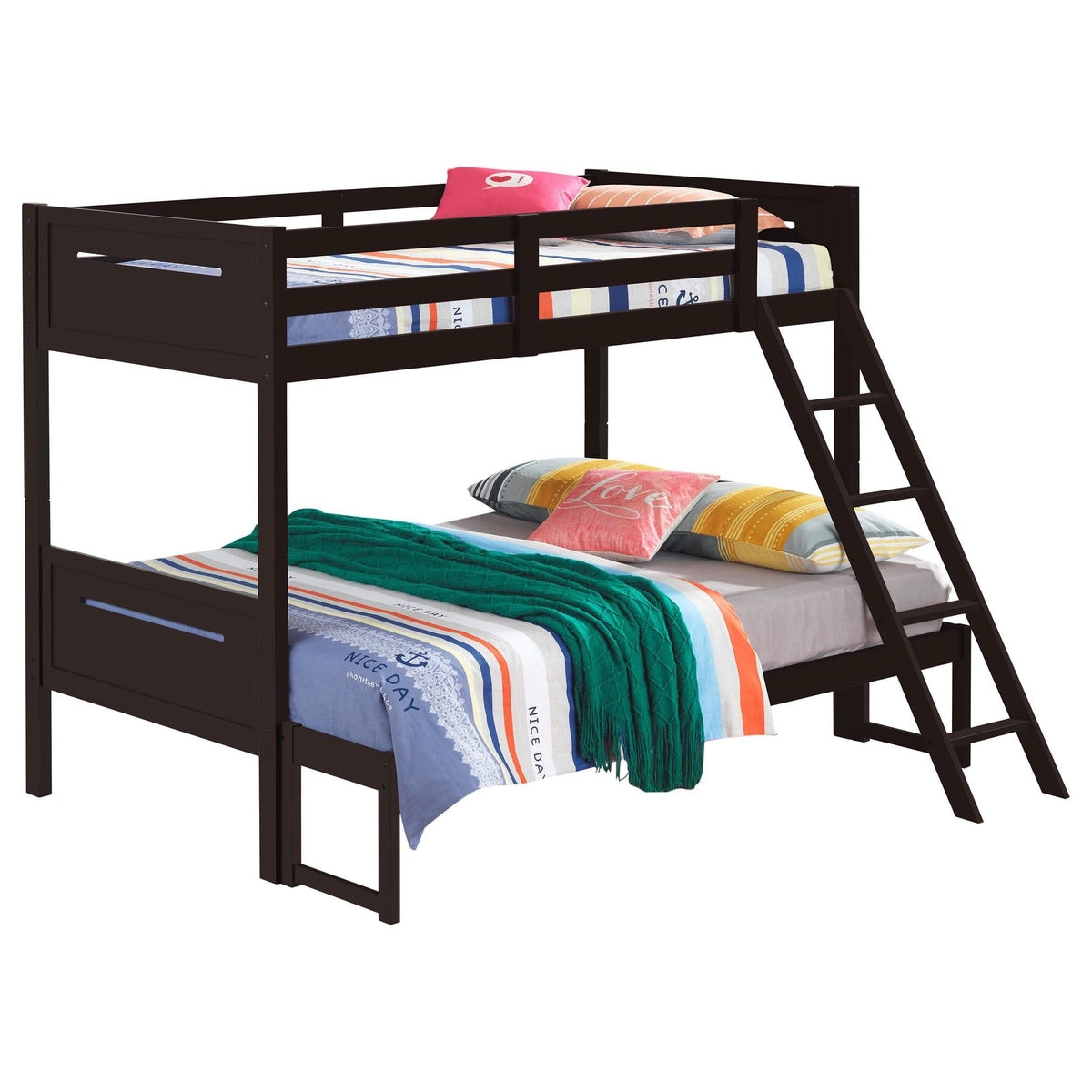 Litera Littleton Wood Twin sobre Full Color Espresso