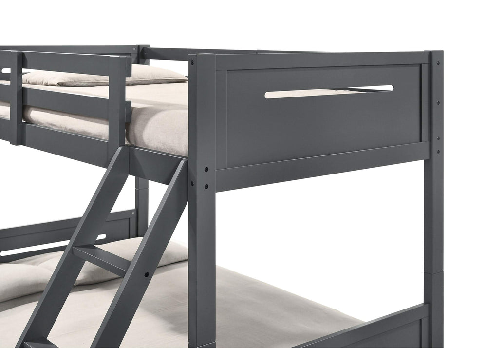 Litera Littleton Wood, tamaño individual sobre cama matrimonial, color gris
