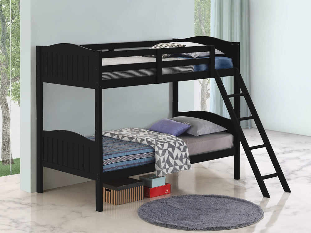 Litera Arlo Wood Twin sobre Twin, color negro