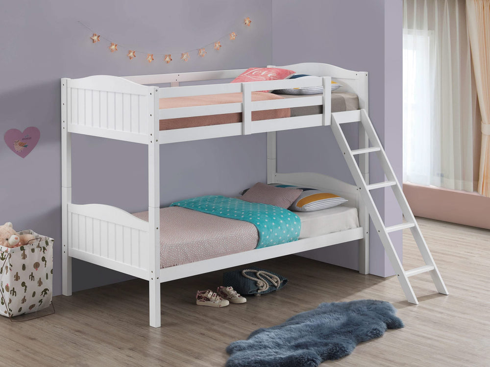 Litera Arlo Wood Twin sobre Twin Blanca