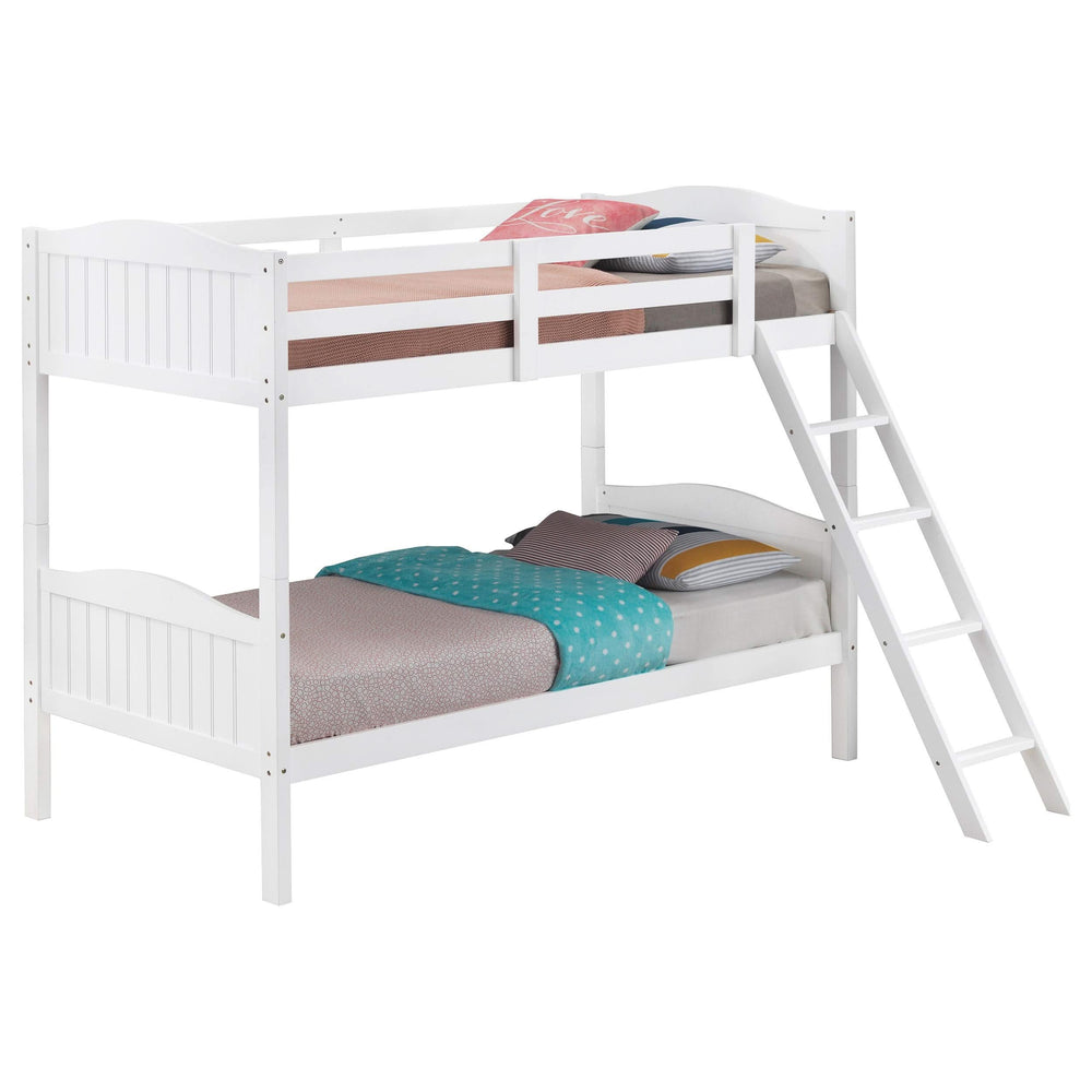 Litera Arlo Wood Twin sobre Twin Blanca