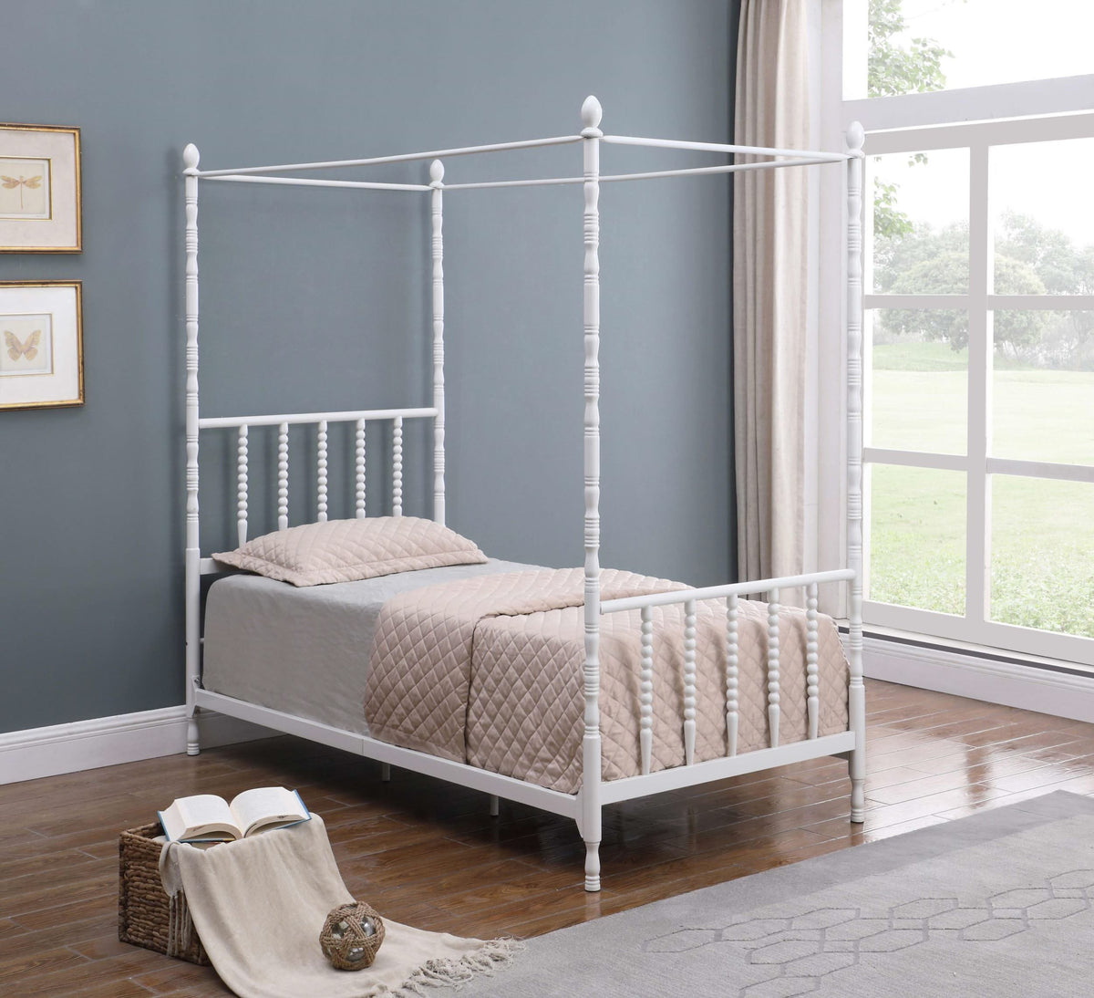 Cama con dosel Betony Twin Blanca