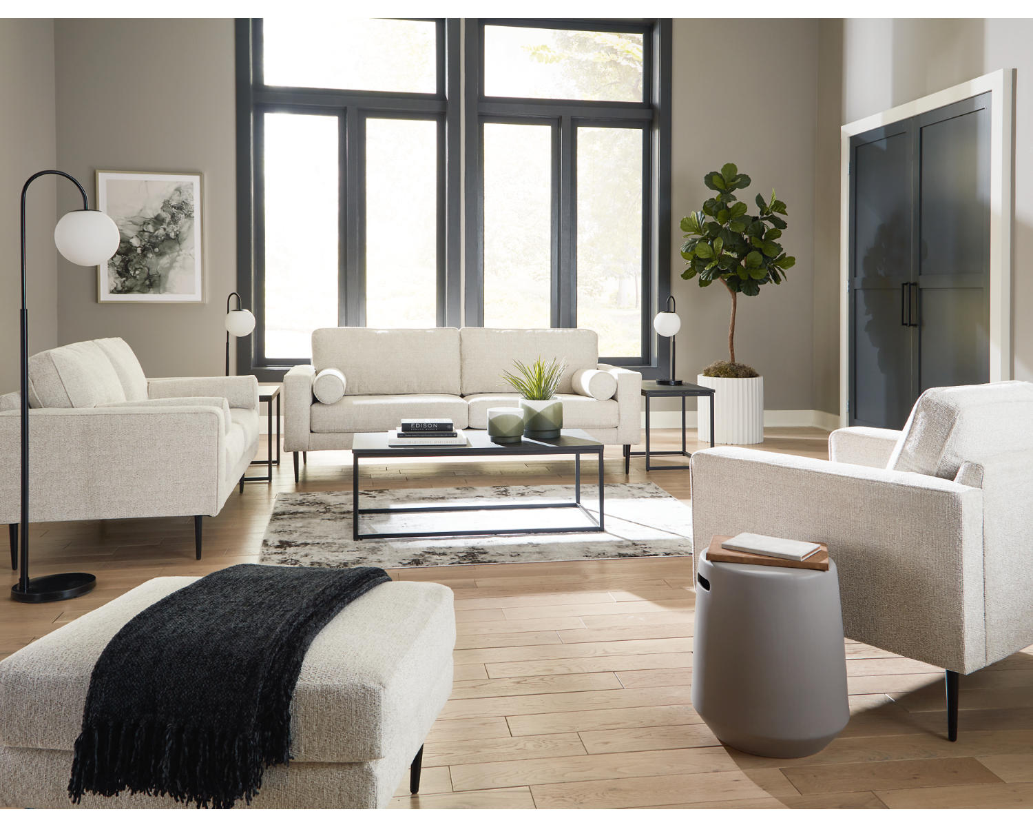 Hazela Sofa, Loveseat, Chair and Ottoman