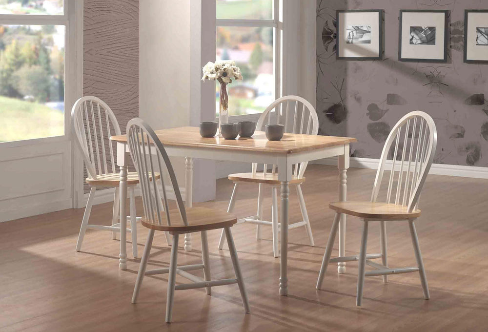Juego de mesa de comedor rectangular Windsor de 5 piezas Taffee, color blanco