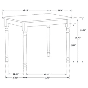 Juego de mesa de comedor rectangular Windsor de 5 piezas Taffee, color blanco