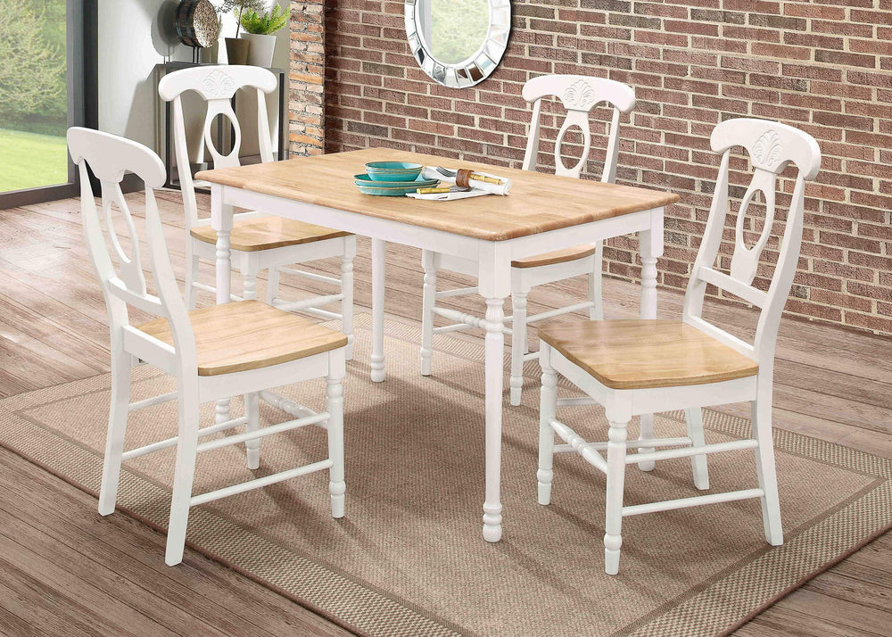 Mesa de comedor rectangular de madera maciza Taffee de 47 pulgadas, color blanco