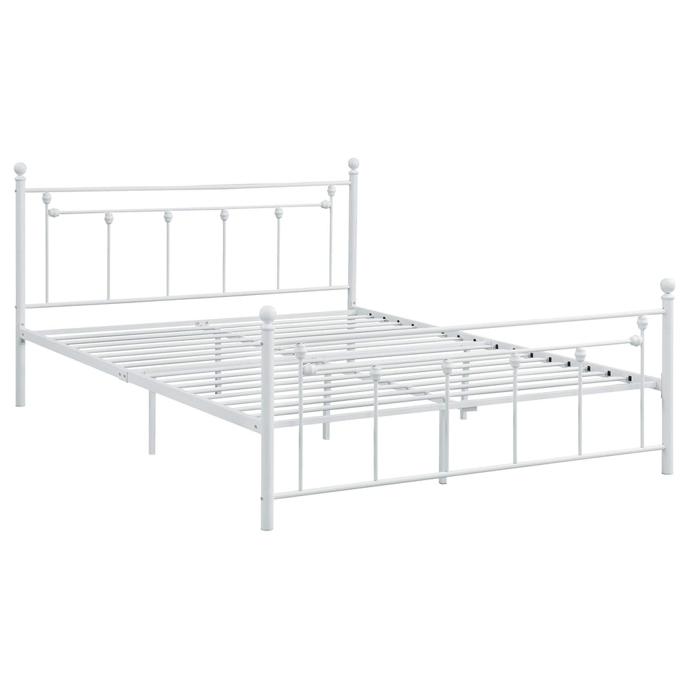 Cama de marco abierto completo de metal Canon blanca