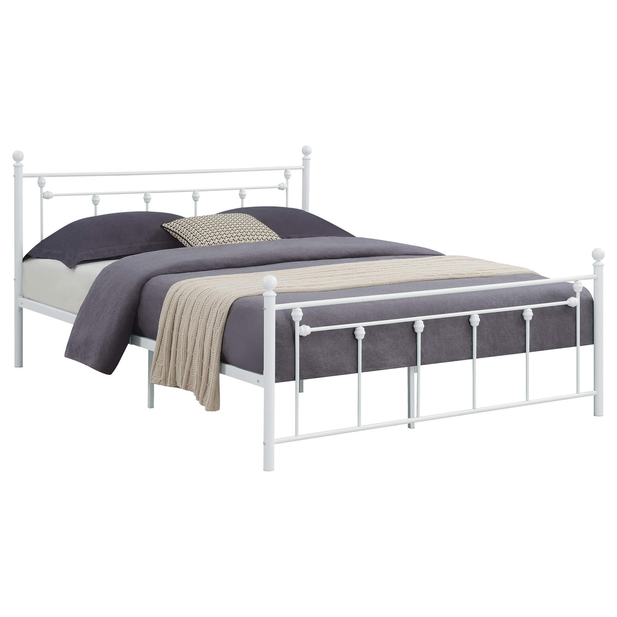 Cama de marco abierto completo de metal Canon blanca