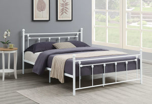 Cama Canon de metal tamaño queen con marco abierto, color blanco