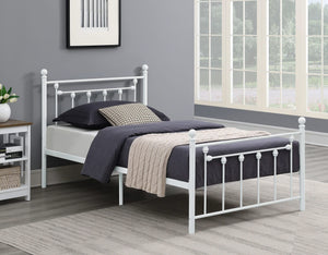 Cama doble de metal con marco abierto Canon, color blanco