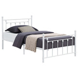 Cama doble de metal con marco abierto Canon, color blanco