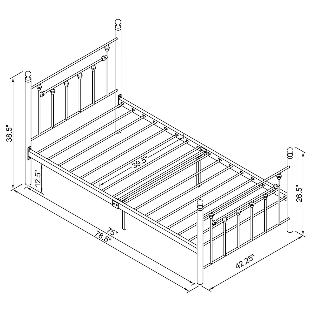 Cama doble de metal con marco abierto Canon, color blanco