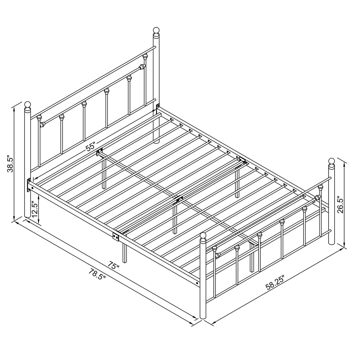 Cama de marco abierto completo de metal Canon color bronce