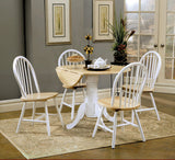 Juego de mesa de comedor Allison de 5 piezas con hojas abatibles redondas, color blanco