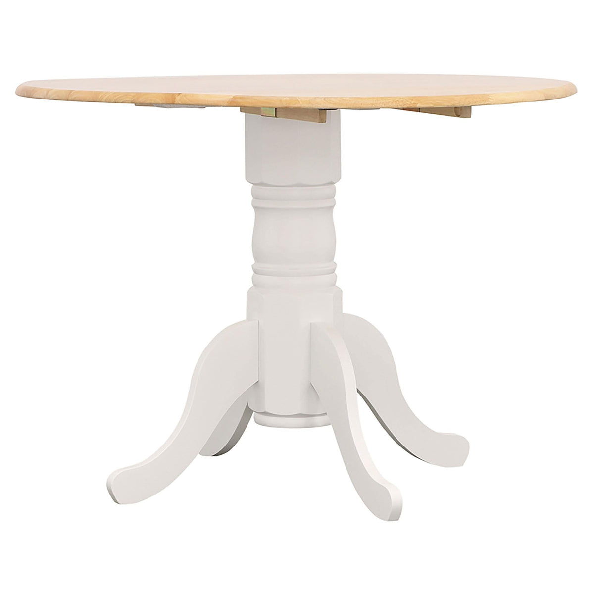 Juego de mesa de comedor Allison de 5 piezas con hojas abatibles redondas, color blanco