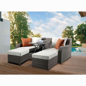Sofá de patio Salena con 2 almohadas y 2 otomanas