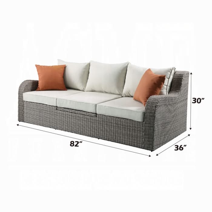 Sofá de patio Salena con 2 almohadas y 2 otomanas
