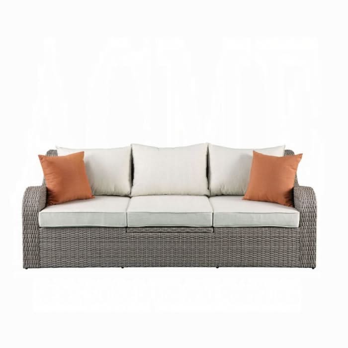Sofá de patio Salena con 2 almohadas y 2 otomanas