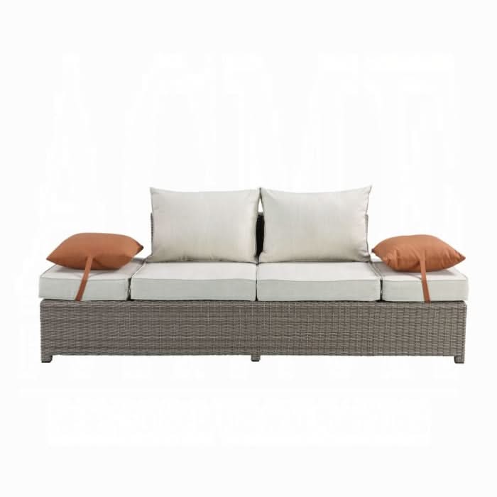 Sofá de patio Salena con 2 almohadas y otomana