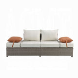 Sofá de patio Salena con 2 almohadas y otomana