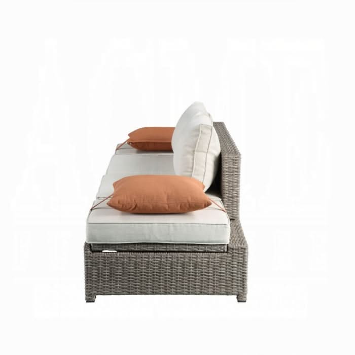 Sofá de patio Salena con 2 almohadas y otomana