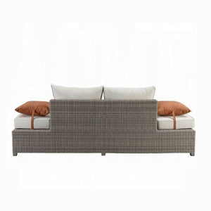 Sofá de patio Salena con 2 almohadas y otomana