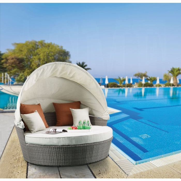 Salena Patio Canopy Sofa W/4 Pillows & Ottoman