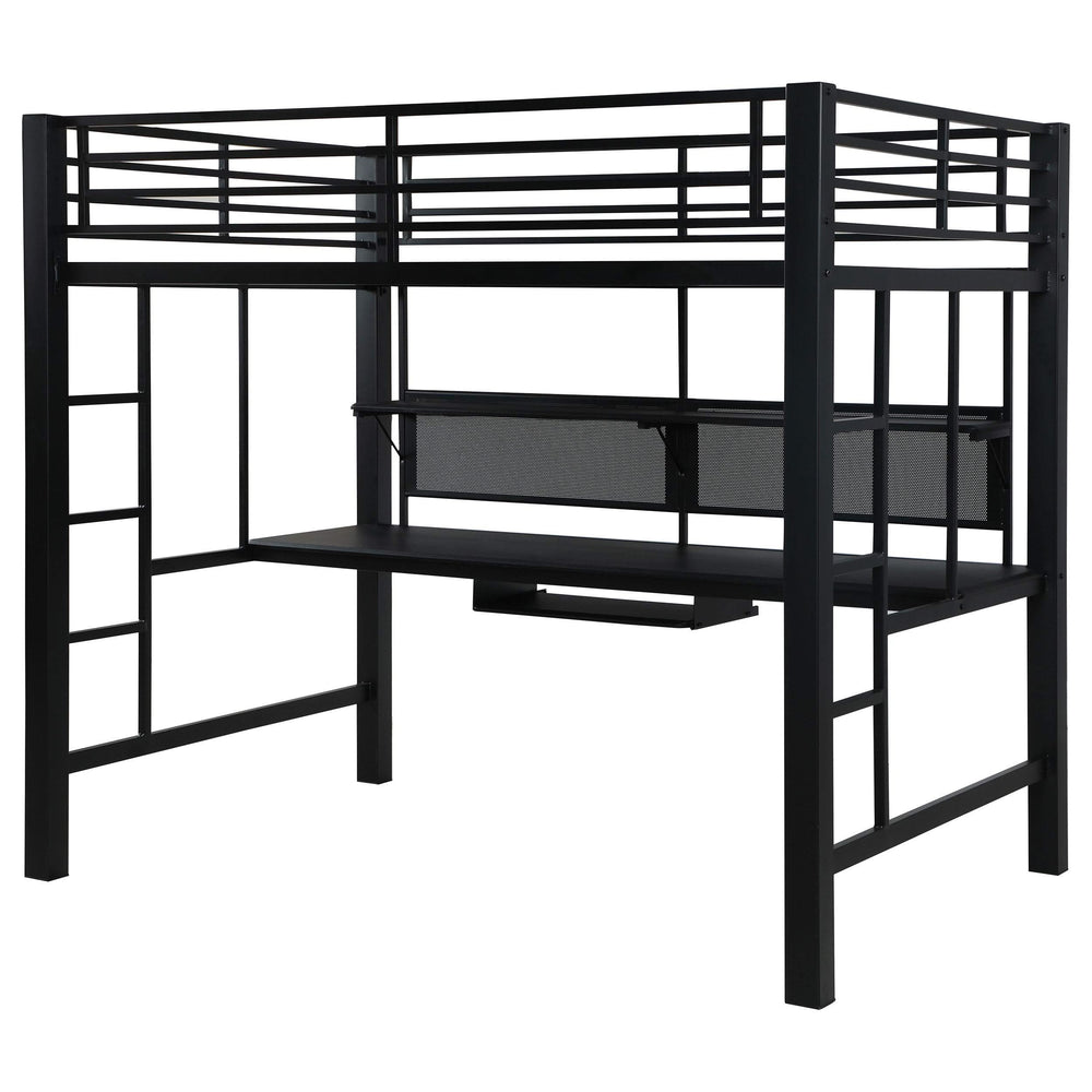 Cama alta tipo estación de trabajo Avalon negra