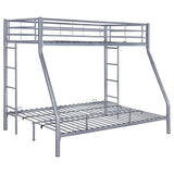 Litera Hayward de metal, dos camas individuales sobre una cama matrimonial, color plata