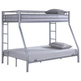 Litera Hayward de metal, dos camas individuales sobre una cama matrimonial, color plata