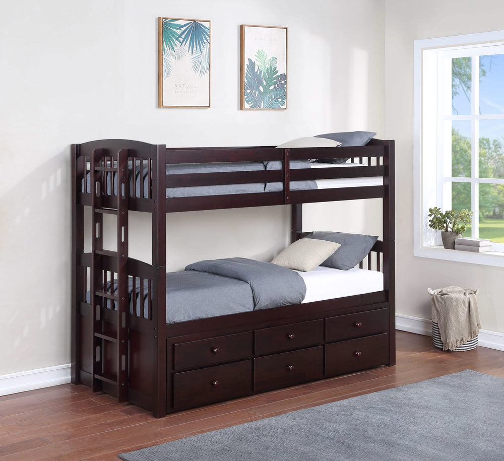 Litera Kensington Twin sobre Twin con cama nido Capuchino