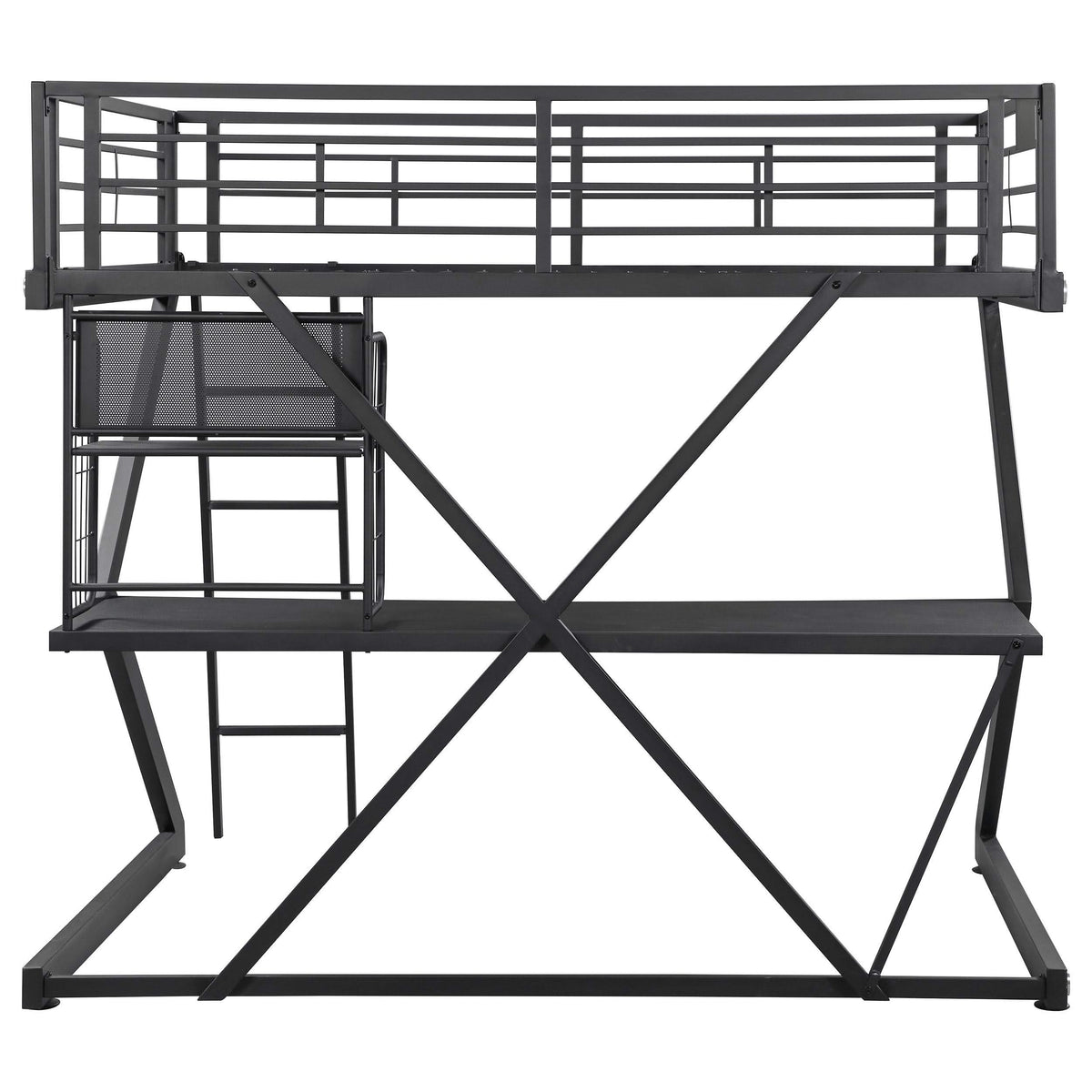 Cama alta tipo estación de trabajo Parkview negra