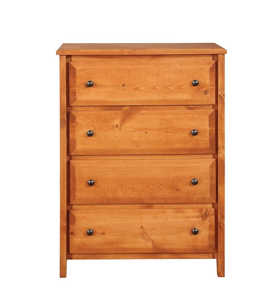 Cómoda de dormitorio Wrangle Hill de 4 cajones en color ámbar lavado