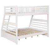 Litera Ashton de madera con dos cajones, individual sobre matrimonial, color blanco