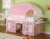 Cama alta tipo tienda de campaña doble Sweetheart, rosa y blanca