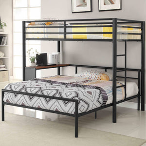 Juego de cama alta Fisher con dos camas individuales sobre una cama matrimonial, color bronce