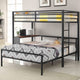 Juego de cama alta Fisher con dos camas individuales sobre una cama matrimonial, color bronce