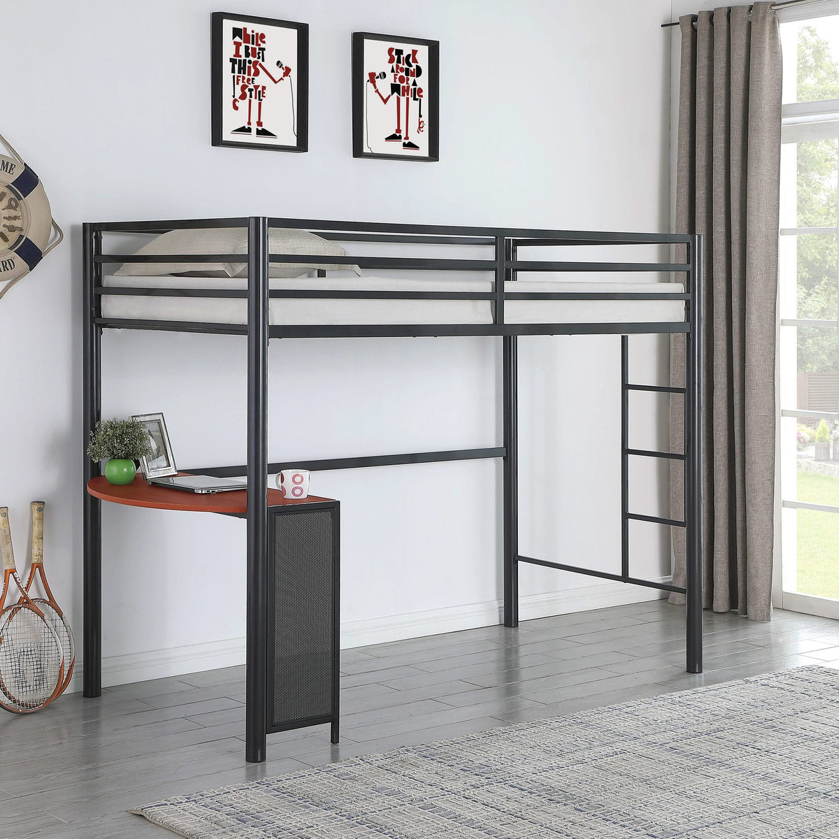 Cama alta Fisher Twin Workstation color bronce