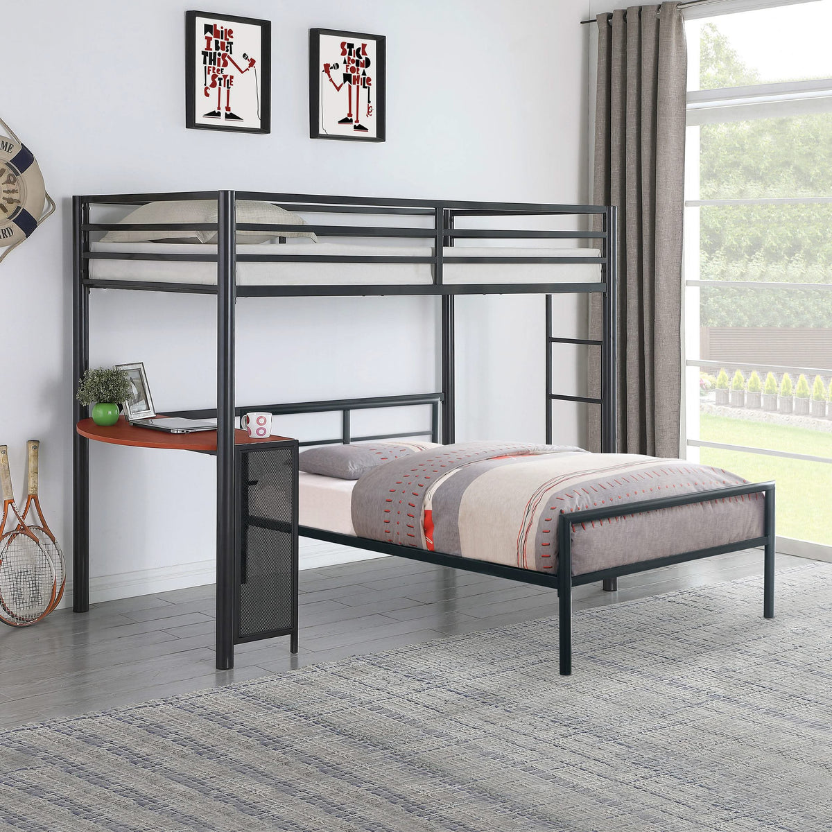 Cama alta Fisher Twin Workstation color bronce