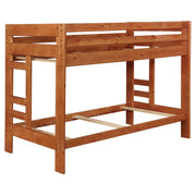 Wrangle Hill Wood Twin Over Twin Bunk Bed Amber Wash