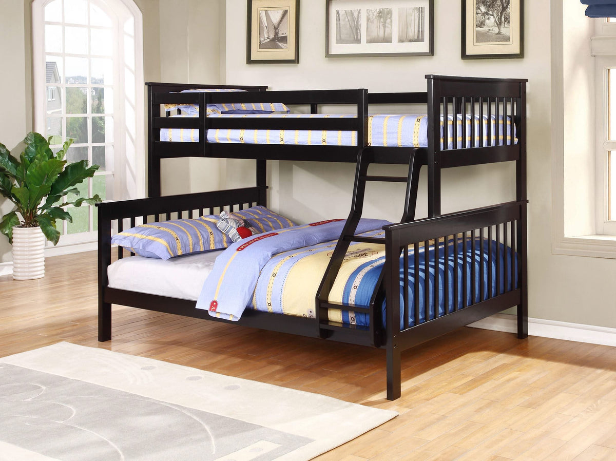 Litera Chapman Wood Twin sobre Full, color negro