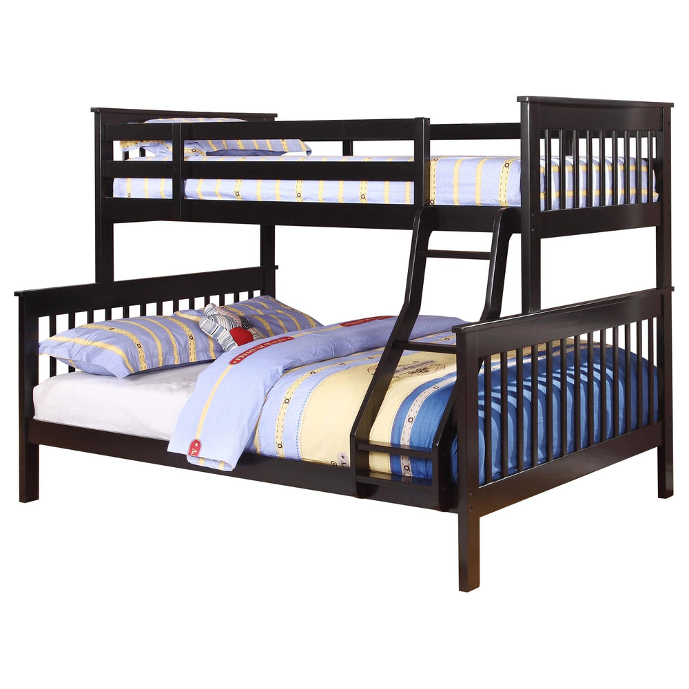 Litera Chapman Wood Twin sobre Full, color negro