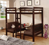 Cama alta convertible Joaquin Twin sobre Twin, color marrón