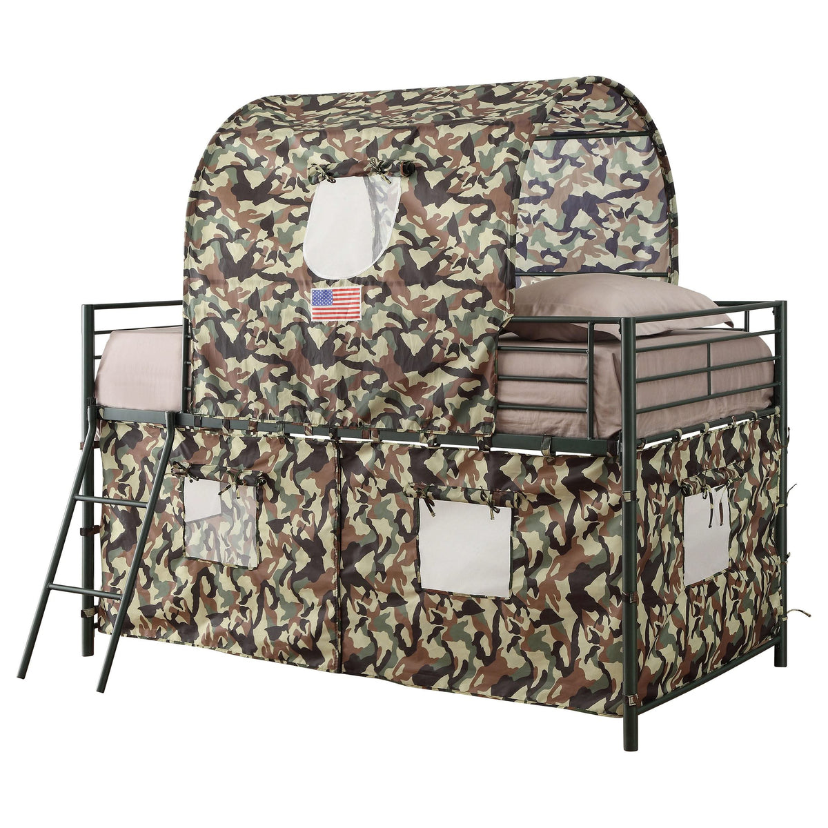 Tienda de campaña doble con diseño de camuflaje, color verde militar
