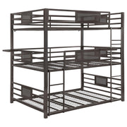 Rogen Metal Full Triple Bunk Bed Dark Bronze