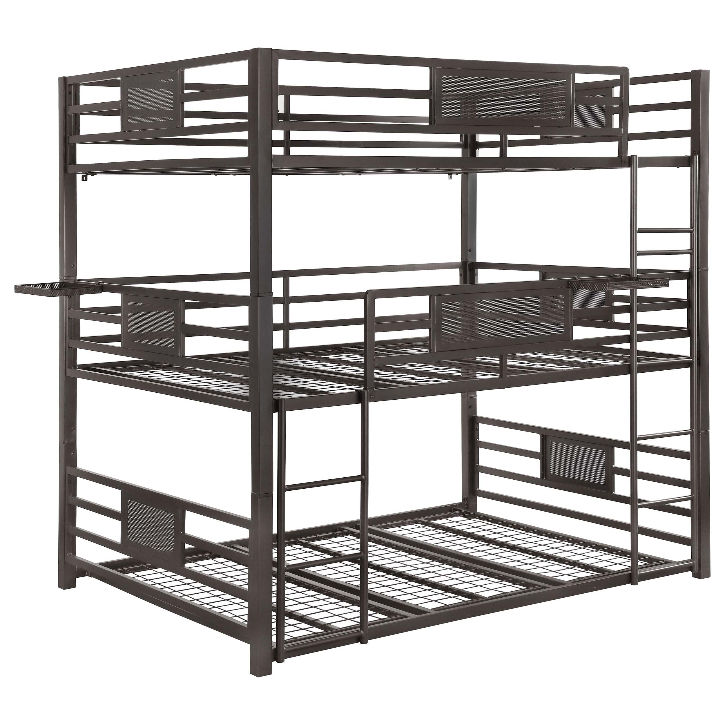 Rogen Metal Full Triple Bunk Bed Dark Bronze